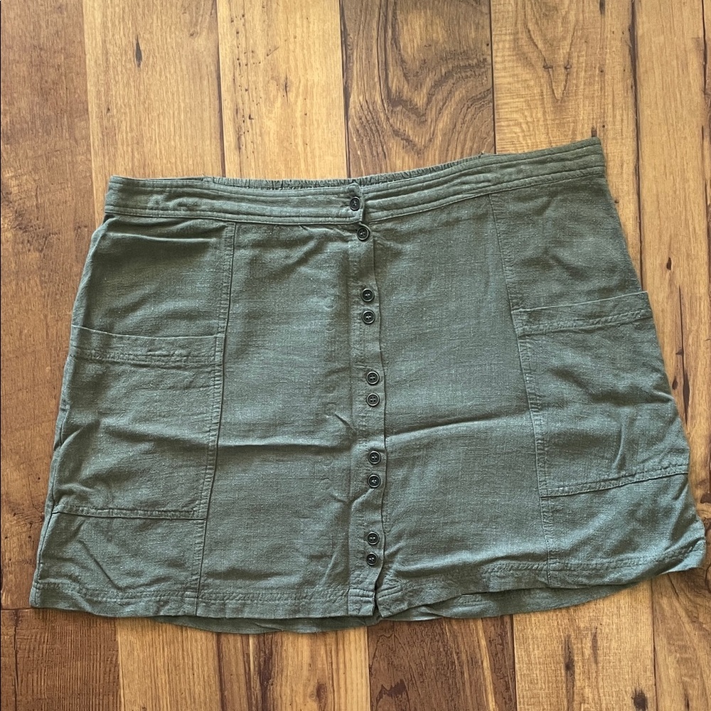 Universal Thread Olive Green Button-Front Mini Skirt